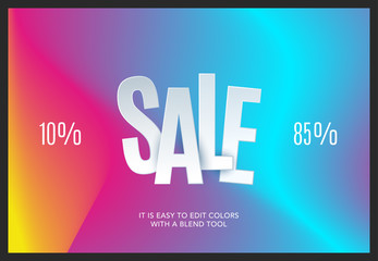 Sale banner template design on colourful background. Special offer for shopping, retail. Typography, lettering for website, flyer.