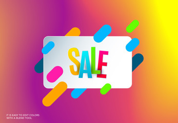 Sale banner template design on colourful background. Special offer for shopping, retail. Typography, lettering for website, flyer.