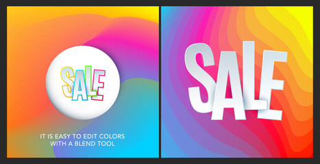 Sale banner template design on colourful background. Special offer for shopping, retail. Typography, lettering for website, flyer.