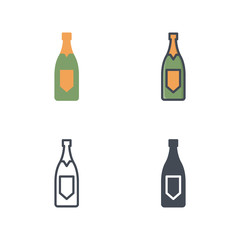 Fototapeta na wymiar Champagne alcohol beverage icon vector flat solid silhouette line