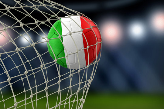 Italian soccerball in net