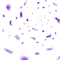 Purple confetti explosion celebration isolated on white background. Falling confetti. Abstract decoration party, birthday celebrate or Christmas, New Year confetti decor. Vector illustration