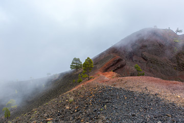 The beautiful hike through the volcano route, La Palma island.