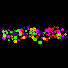 Vector Confetti Background Pattern. Element of design. Colored buttons on a black background