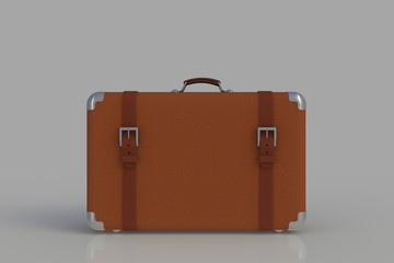 Suitcase of a traveler isolated on gray background, 3D rendering