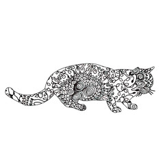 zentangle icon, silhouette cat pattern