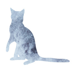 gray watercolor silhouette cat