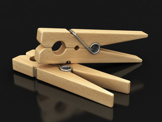 Wooden clothespins. Image with clipping path