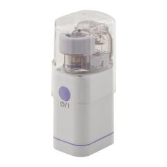 Compact medical equipment for inhalation. Inhaler isolated on white background