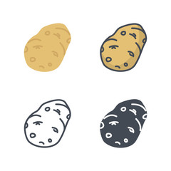 Potato vegetable food icon vector flat silhouette line colored