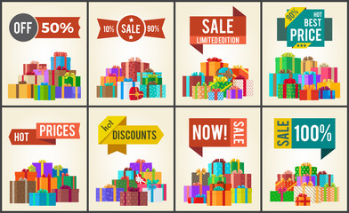 Fototapeta premium Set of Promo Posters Advertisement Stickers Info