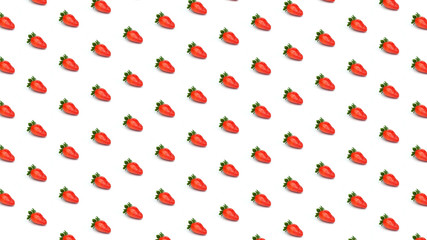 Background pattern of strawberries on white