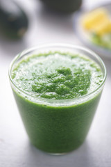 Kale, spinach, pineapple, cucumber green smoothie 