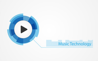 Musical technologies. Button for playing media files. Futuristic vector button on white background.