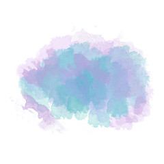 Blue  and purple watercolor painted stain isolated on white background