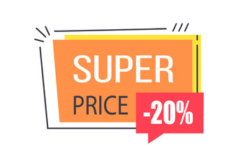 Super Sale Promo Sticker in Square Shape Frame Tag