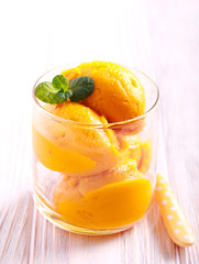Mango sorbet in a glass
