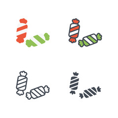 Candies sweets food icon vector flat silhouette line colored