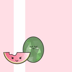cute watermelon on a pink background