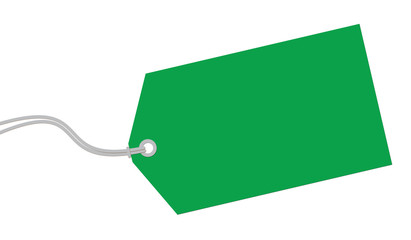 Green tag on white background