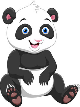 Cute panda cartoon isolated on white background