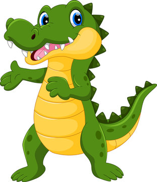 Vector illustration of cute crocodile cartoon isolated on white background