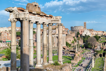 Roman Forum at Sunset in Rome, Italy.