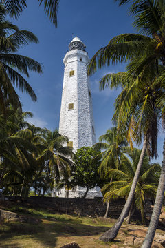 Lighthouse on beach, Dondra, Southern Province, Sri Lanka