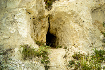 view on entrance to a cretaceous cave