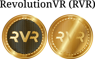 Set of physical golden coin RevolutionVR (RVR)