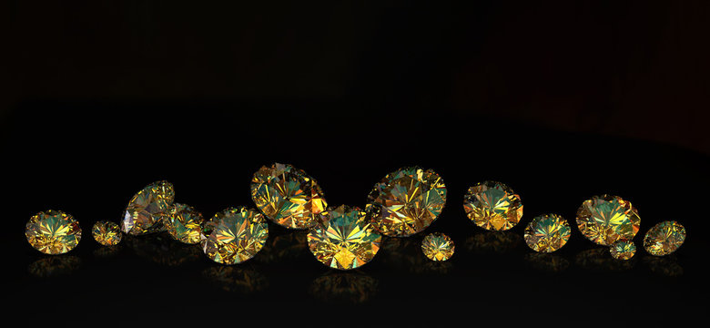  Bright gems on a black background