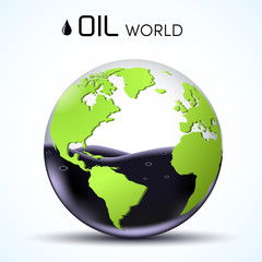 World oil reserves. Glasses 3d world stock background concept. vector illustration design