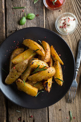 Baked potatoes with herbs