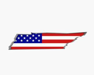 Tennessee TN USA Flag Stars Stripes Map 3d Illustration