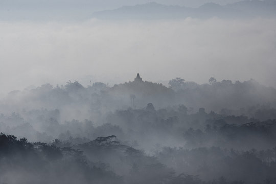 Sunrise over Borobudur, Central Java, Indonesia
