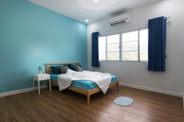 Naklejka na ściany i meble Blue bedroom interior design.