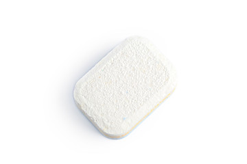 Dishwasher tablets on a white background