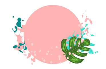  Monstera Tropical Leave Splash Circle Background