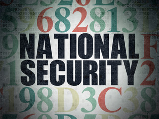 Fototapeta premium Security concept: Painted black text National Security on Digital Data Paper background with Hexadecimal Code