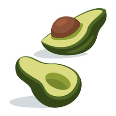 Two half avocado fruit vector flat icon isolated on white background.