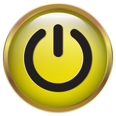 Power switch Icon in yellow shiny gold frame