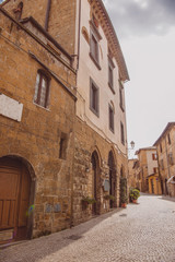 Fototapeta na wymiar empty street and buildings in Orvieto, Rome suburb, Italy