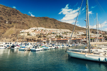 Fototapeta na wymiar Los Gigantes port yacht marina. Tenerife Canary Islands
