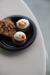 candy corn cupcakes and a cookie