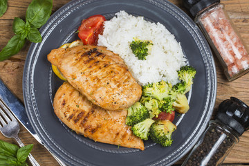 Chicken breasts and rice