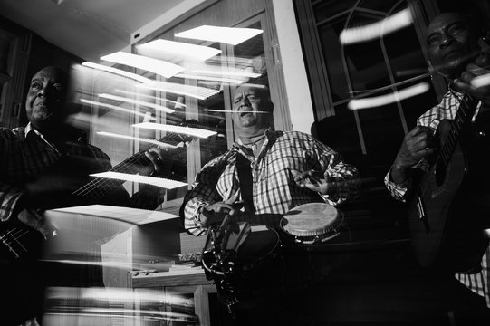 Cuban musical trio acting in the night club