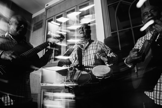 Cuban musical trio acting in the night club