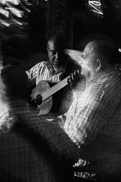 Cuban musical trio acting in the night club