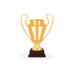 Trophy gold cup flat desing on a white background