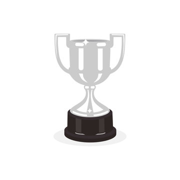 Trophy silver cup flat design on a white background. Award cup. Vector illustration